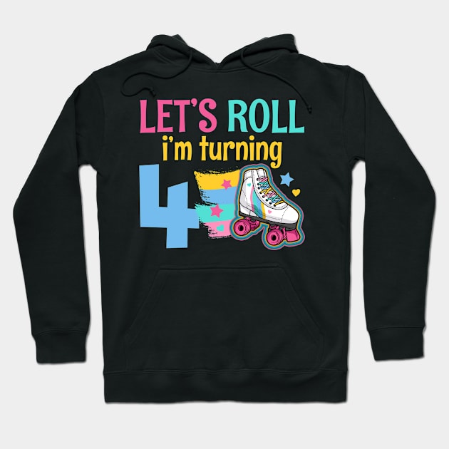 4th Birthday Roller Skates Hoodie by KAWAIITEE